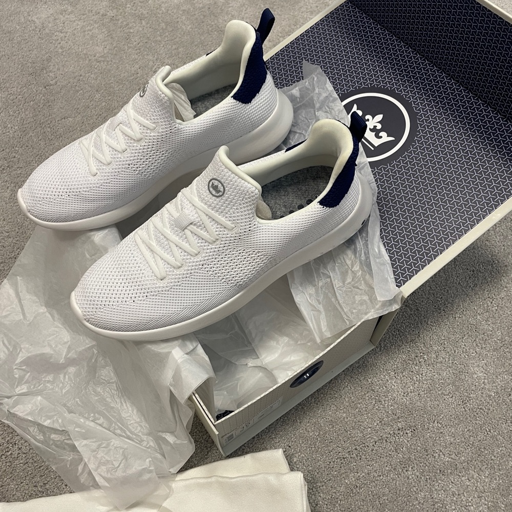 Peter Millar White and Navy Men's Sneakers